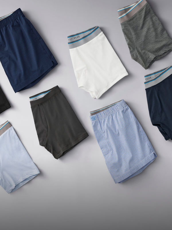 Laydowns of Mack Weldon underwear collection