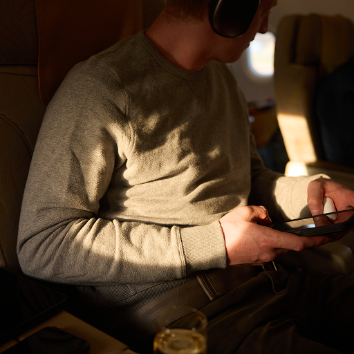 Man wearing Ace crew neck sweatshirt